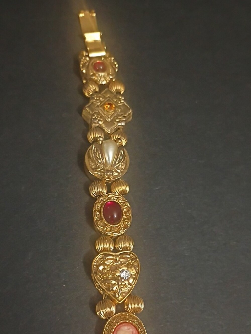 Vintage Victorian Revival Charm Bracelet Gold Tone - Picture 3 of 4